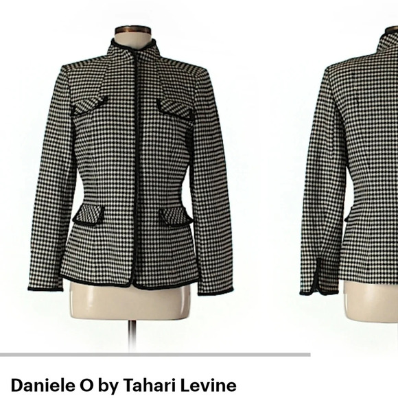 Wool Houndstooth Pattern Blazer Sport Coat Preppy Academia M Closet Staple - Picture 2 of 14